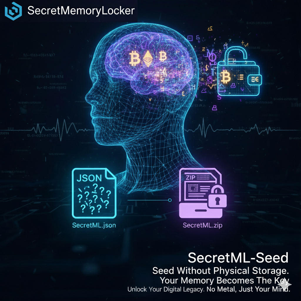 A diagram showing two files and a brain icon combining to create a secure seed phrase